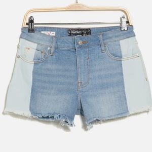 NWT VIGOLD mid-rise two toned cut off denim shorts